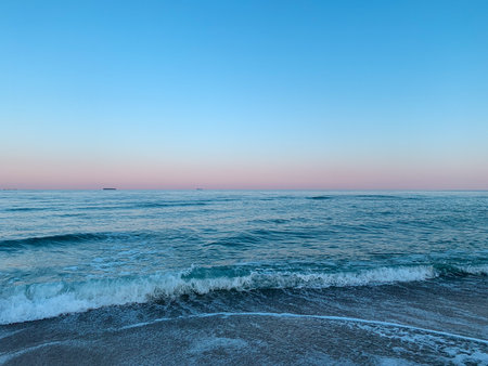 Beautiful seascape. Sea and sky in the evening.の写真素材