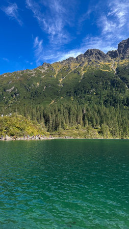 Mountain lake the Eye of a Sea in summer, Poland, Europe.の写真素材
