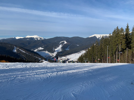 Ski resort in the Carpathian Mountains. Ukraine, Europeの写真素材