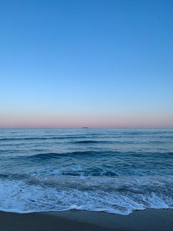 sunset on the sea, blue sky and white clouds, nature seriesの写真素材