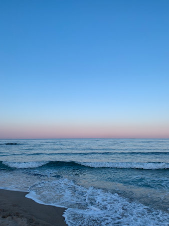 sunset on the beach of the Black Sea in Ukraineの写真素材