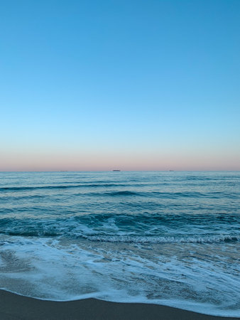 Beautiful seascape with blue sky and sea. Nature composition.の写真素材