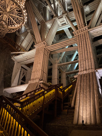 Interior view of the salt underground mine, Polandの写真素材