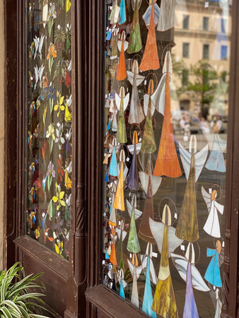 Souvenir shop window in an old town of Polandの写真素材