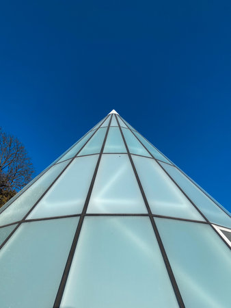 Pyramid with blue sky in the background. Perspective view.の写真素材