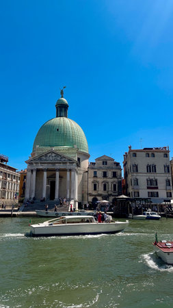 Grand Canal and Santa Maria della Salute church in Venice, Italyの写真素材