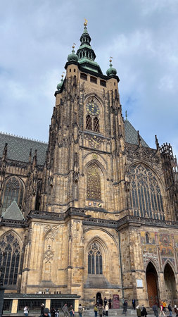 St. Vitus Cathedral in Prague, Czech Republic. Gothic architecture.の写真素材