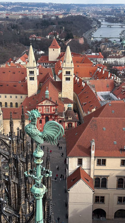 Prague, Czech Republic. Charles Bridge and the Vltava river at night.の写真素材