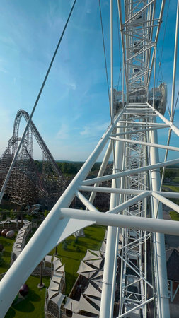 Ferris wheel in the amusement park. Close-up view.の写真素材