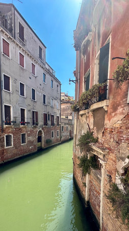 View of the canal in Venice, Italyの写真素材