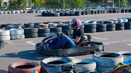 Karting on the race track. Karting on the track.の写真素材