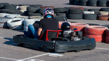 Go karting. Karting on the track.の写真素材