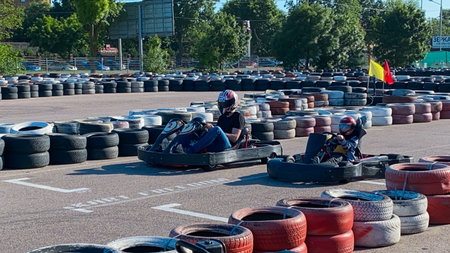 Go karting. Karting on the track.の写真素材