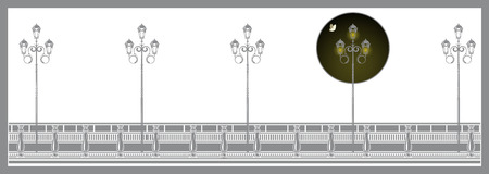 Lamps on the waterfront. Vector illustrationのイラスト素材