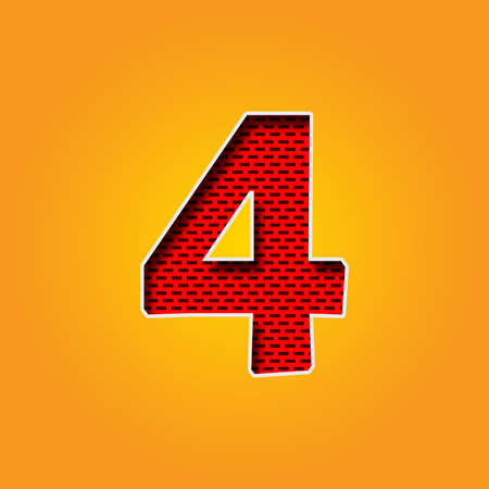 Single number 4 (Four) Font in Orange and Yellow color Alphabetの 