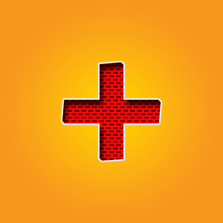 Single Character + Plus Sign Font in Orange and Yellow color Alphabet. This is a + Plus Sign Character Font in Red Wall Design Illustration. it is Red and Maroon colour. this Character Background in Yellow and Orange gradient colour. you can use it for maの写真素材