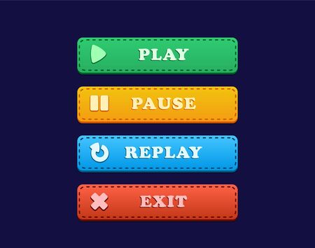 UI Button for Game with Play, Pause, Replay and Exitのイラスト素材