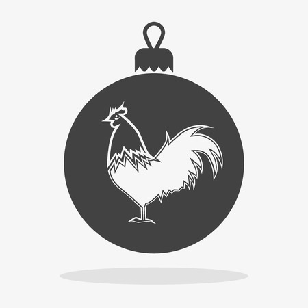 Christmas balls with rooster Icon flat vector gray new yearのイラスト素材