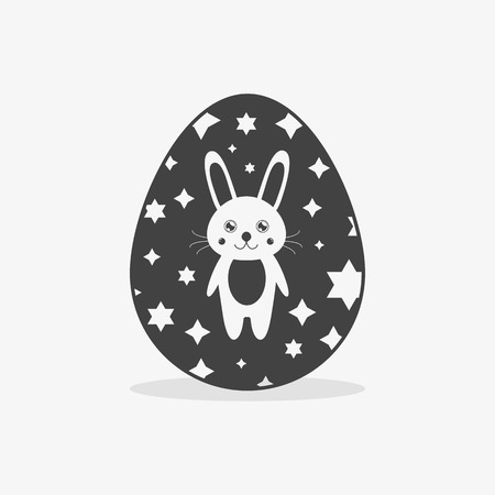 Easter egg In black white style on an isolated backgroundのイラスト素材