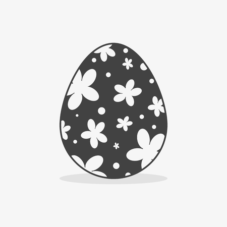 Easter egg In black white style on an isolated backgroundのイラスト素材