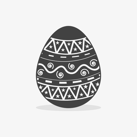 Easter egg In black white style on an isolated backgroundのイラスト素材