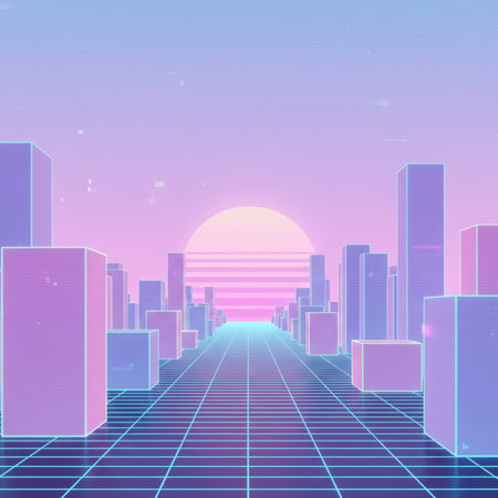 Futuristic city at sunset. Vector illustration. EPS 10.の素材