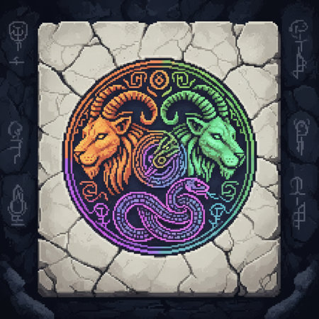 Dragon zodiac sign on cracked grunge background. Vector illustration.の素材