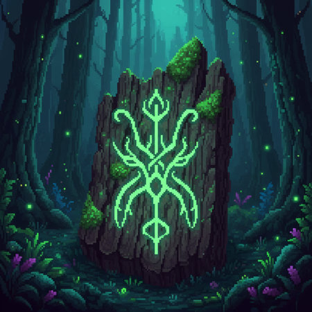 Magic forest in neon style. Fantasy forest with trees and plants.の素材