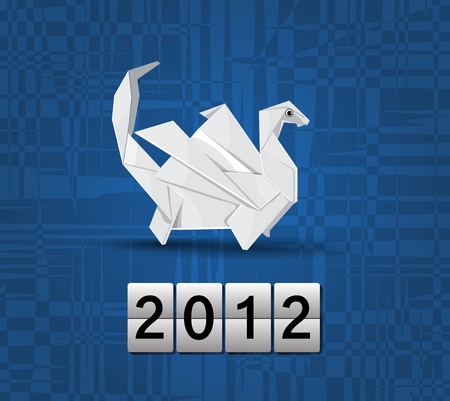 Vector origami dragon 2012のイラスト素材