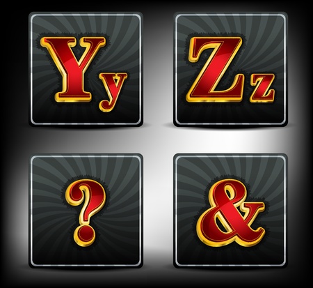  Set alphabet in red and gold embossed system fontのイラスト素材