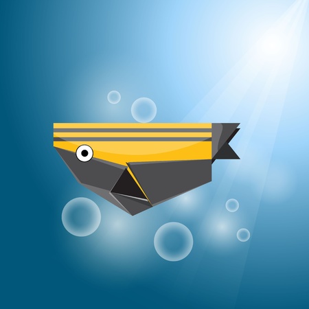 Vector origami stripe fishのイラスト素材