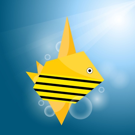 Vector origami stripe fishのイラスト素材