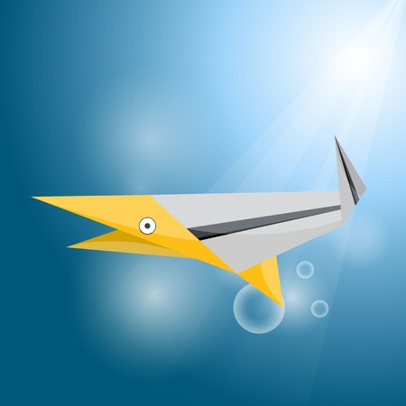 Vector origami stripe sharkのイラスト素材