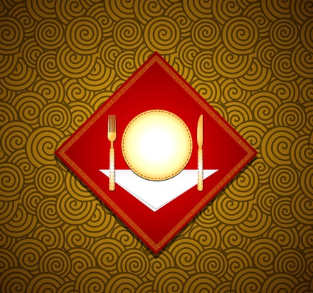 Vector Chinese background with cutleryのイラスト素材