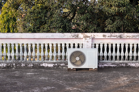 Air conditioner lying or installed in house tracesの写真素材