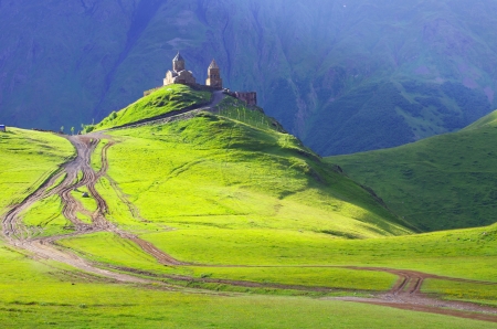 Tsminda Sameba near the Kazbegi-Gergeti village  Georgia 