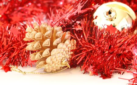 christmas decoration with red garlandの写真素材