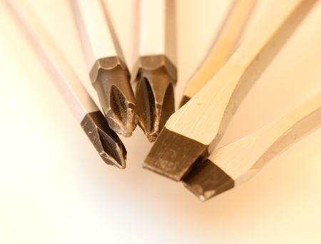 used screwdrivers, symbol of hard working