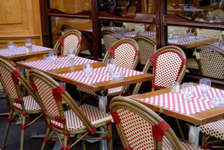 street view of a typical cafe terrace, Paris, France のeditorial素材