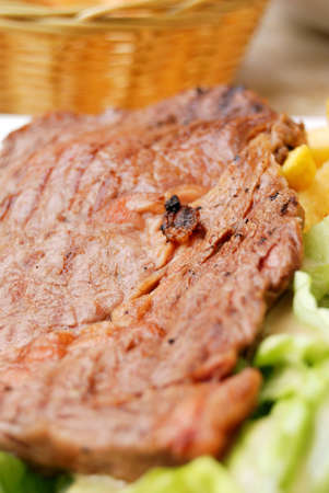 closeup of a grilled steak の写真素材