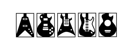 Five Guitar Panel Design for laser cutting or cnc machinedのイラスト素材