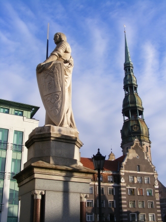 Sculpture of Roland and St  Peter s Cathedralの写真素材