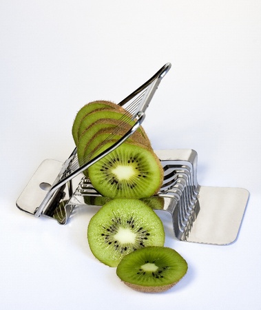Healthy breakfast - kiwifruit in an eggslicerの写真素材
