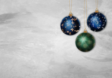 Three christmas ornamentの写真素材
