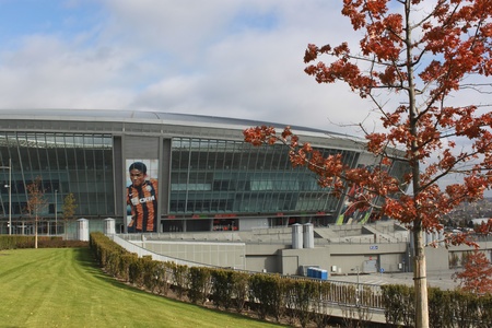 Donetsk, Ukraine - October 28, 2010. Stadium Donbass Arena. Built in 2009 and for 50 thousand spectators, a football stadium of Donetsk club のeditorial素材