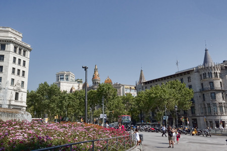 BARCELONA, SPAIN - JULY 12, 2013: Placa Catalunya - one of the main squares of Barcelonaのeditorial素材