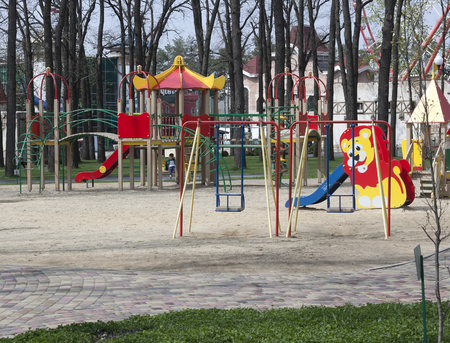 KHARKIV, UKRAINE - APRIL 17, 2016: The children playground in Gorky Park in Kharkivのeditorial素材