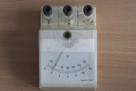 The old instrument is a voltmeter for measuring small voltages. Produced in the Soviet Unionの写真素材