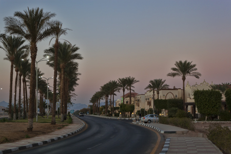 SHARM EL SHEIKH, EGYPT - JANUARY 31, 2018: Deserted roads Sharm El Sheikh - a rare phenomenon. Usually at this time the movement is livelyのeditorial素材