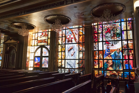 SHARM EL SHEIKH, EGYPT - JANUARY 30, 2018: The Heavenly Cathedral. Under the domes of the temple you can see magnificent paintings created by skilled craftsmen.のeditorial素材